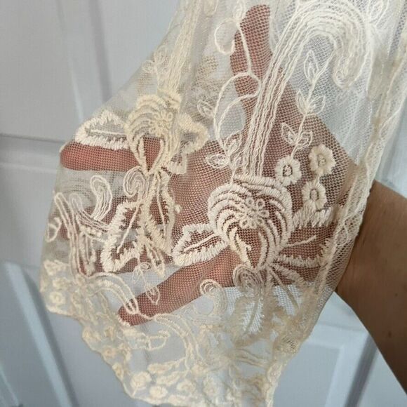 Nabee Cottagecore Sheer Lace Open Front Vest Boho Festival Top Romantic XL - Picture 12 of 14